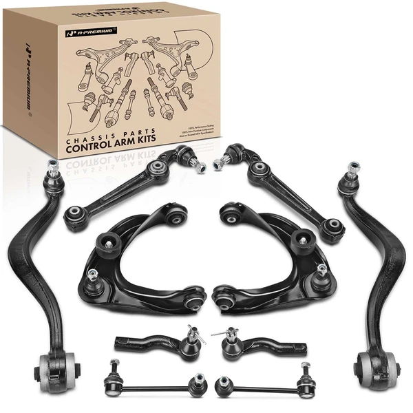 A Set of 10 Control Arm Sway Bar Link and Tie Rod End Kit Front Side A-Premium APCA3980