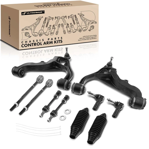 A Set of 10 Control Arm Ball Joint Tie Rod and Sway Bar Link Kit Front Side A-Premium APCA3982