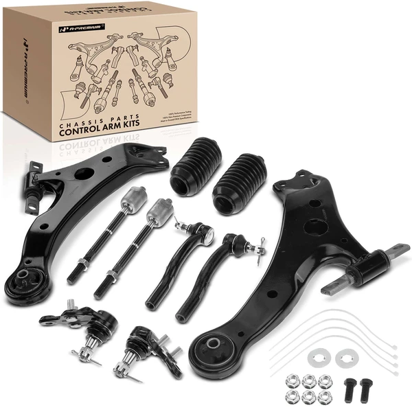 A Set of 10 Control Arm Ball Joint and Tie Rod End Kit Front Side A-Premium APCA3984