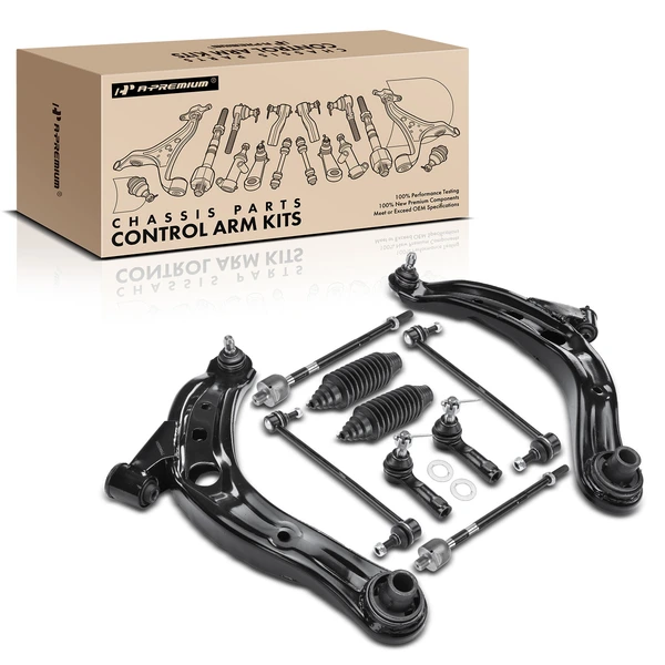 A Set of 10 Control Arm Ball Joint Tie Rod and Sway Bar Link Kit Front Inner & Outer A-Premium APCA3989