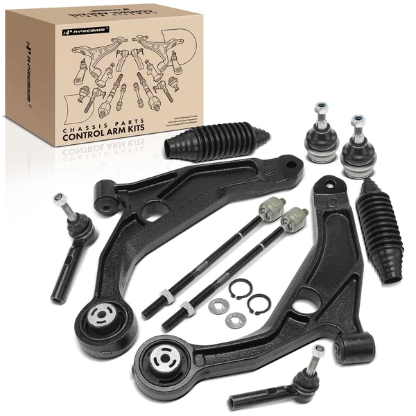 2007-2009 Chrysler Sebring A Set of 10 Control Arm Ball Joint and Tie Rod End Kit Front Side A-Premium APCA4002