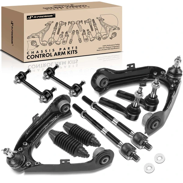 A Set of 10 Control Arm Ball Joint Tie Rod and Sway Bar Link Kit Front Upper A-Premium APCA3607