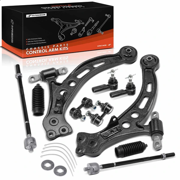 A Set of 10 Control Arm Ball Joint Tie Rod and Sway Bar Link Kit Front Side A-Premium APCA4005