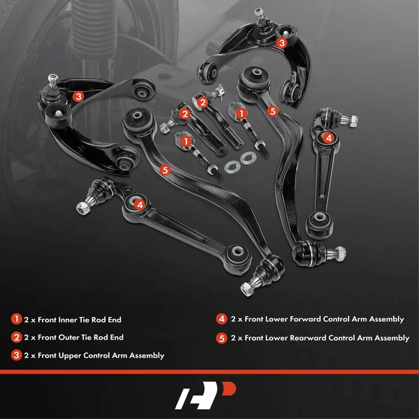 A Set of 10 Control Arm and Tie Rod End Kit Front Side A-Premium APCA4006