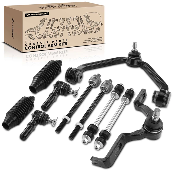 A Set of 10 Control Arm Ball Joint Tie Rod and Sway Bar Link Kit Front Side A-Premium APCA4008