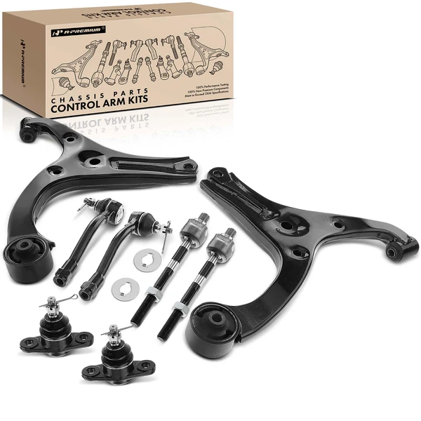 A Set of 8 Control Arm Ball Joint and Tie Rod End Kit Front Lower A-Premium APCA4012