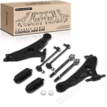 2004-2010 Toyota Sienna A Set of 8 Control Arm Ball Joint Tie Rod and Sway Bar Link Kit Front Side A-Premium APCA3545