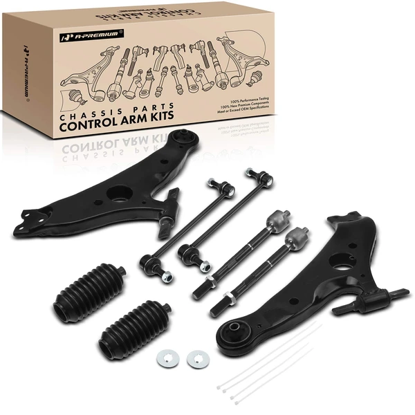 A Set of 8 Control Arm Ball Joint Tie Rod and Sway Bar Link Kit Front Side A-Premium APCA3545