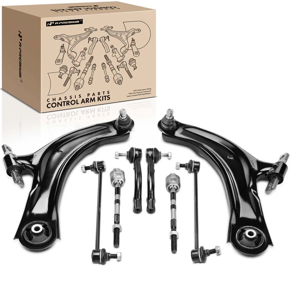 2014-2015 Nissan Rogue Select A Set of 8 Control Arm Sway Bar Link and Tie Rod End Kit Front Side A-Premium APCA4026