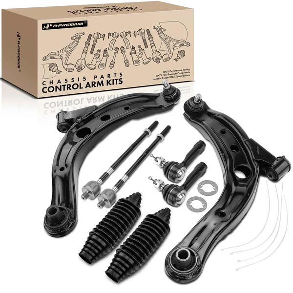 A Set of 8 Control Arm Ball Joint and Tie Rod End Kit Front Inner & Outer A-Premium APCA4036