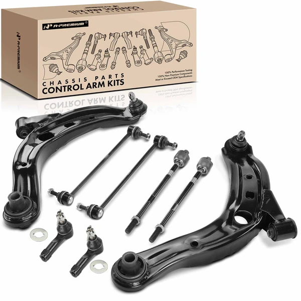 A Set of 8 Control Arm Sway Bar Link and Tie Rod End Kit Front Side A-Premium APCA4045