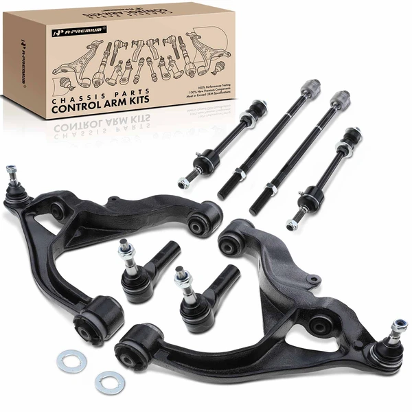 A Set of 8 Control Arm Sway Bar Link and Tie Rod End Kit Front Side A-Premium APCA4048