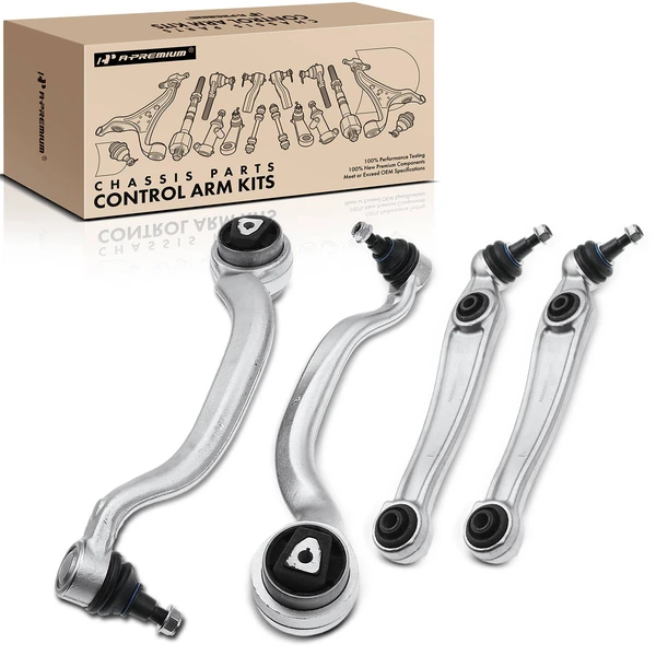 2007-2013 BMW X5 4-Pc Control Arm and Ball Joint Kit, Front Lower Forward & Rearward with Ball Joint A-Premium APCA3447
