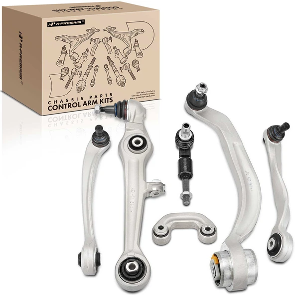 A Set of 6 Control Arm Sway Bar Link and Tie Rod End Kit Front Side A-Premium APCA4885