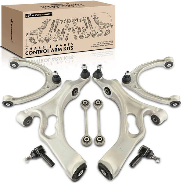 A Set of 8 Control Arm Sway Bar Link and Tie Rod End Kit Front Side A-Premium APCA4888