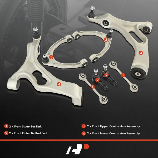 A Set of 8 Control Arm Sway Bar Link and Tie Rod End Kit Front Side A-Premium APCA4888