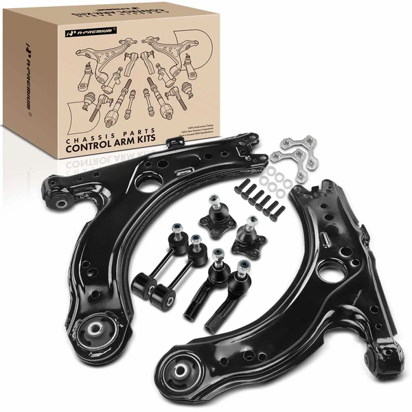 1998-2008 Volkswagen Beetle A Set of 8 Control Arm Ball Joint Sway Bar Link Tie Rod End Kit Front Side A-Premium APCA4900