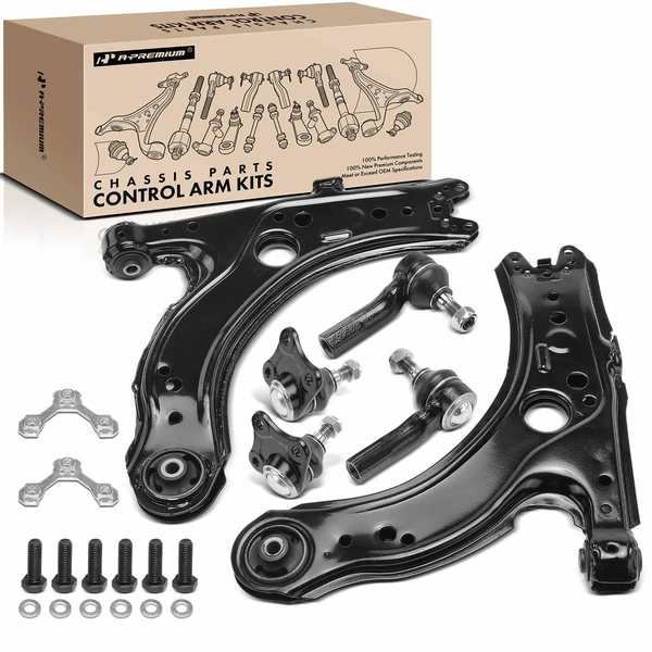 1999-2006 Volkswagen Jetta A Set of 6 Control Arm Ball Joint and Tie Rod End Kit Front Side A-Premium APCA4901