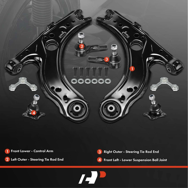 A Set of 6 Control Arm Ball Joint and Tie Rod End Kit Front Side A-Premium APCA4901