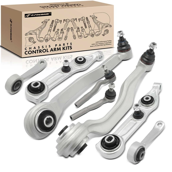 2003-2009 Mercedes-Benz E320 A Set of 8 Control Arm Sway Bar Link and Tie Rod End Kit Front Side A-Premium APCA4910