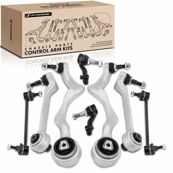 A Set of 8 Control Arm Sway Bar Link and Tie Rod End Kit Front Side A-Premium APCA4912