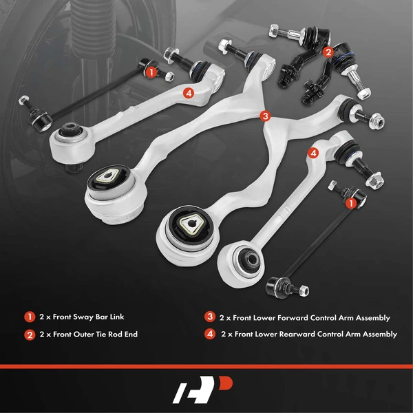 A Set of 8 Control Arm Sway Bar Link and Tie Rod End Kit Front Side A-Premium APCA4912