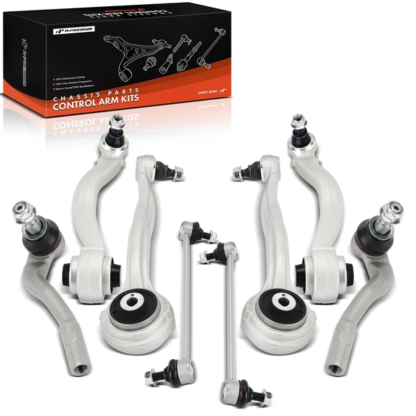 A Set of 8 Control Arm Sway Bar Link and Tie Rod End Kit Front Side A-Premium APCA4913