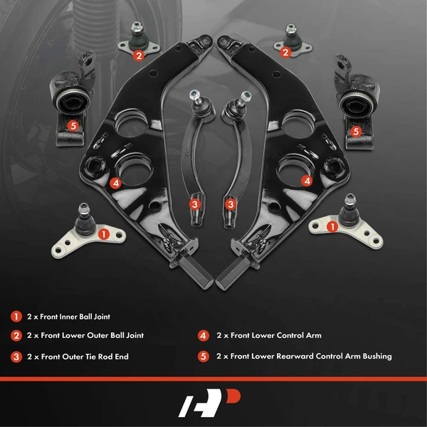 A Set of 10 Control Arm Ball Joint Bushing Tie Rod End Kit Front Side A-Premium APCA4919