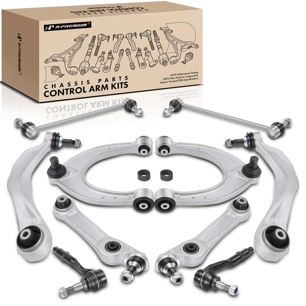 2013-2019 BMW 650i Gran Coupe A Set of 10 Control Arm Sway Bar Link and Tie Rod End Kit Front Side A-Premium APCA4923