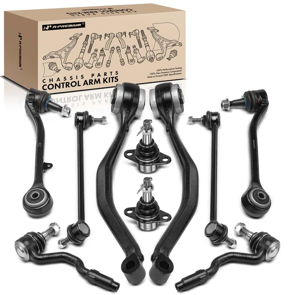 2007-2010 BMW X3 A Set of 10 Control Arm Ball Joint Sway Bar Link Tie Rod End Kit Front Side A-Premium APCA4925