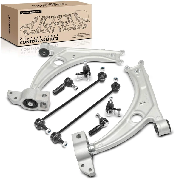 2006-2010 Volkswagen Passat A Set of 8 Control Arm Ball Joint Sway Bar Link Tie Rod End Kit Front Side A-Premium APCA4928