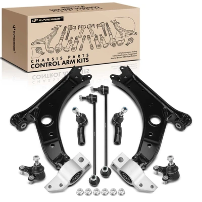8 Pcs Control Arm with Ball Joint & Stabilizer Bar Link Tie Rod