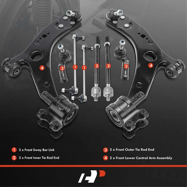 A Set of 8 Control Arm Sway Bar Link and Tie Rod End Kit Front Side A-Premium APCA4942