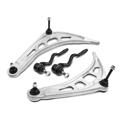 4 Pcs Front Lower Control Arm with Ball Joint Outer Tie Rod End