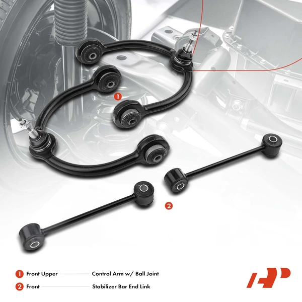 6-Pc Shock Strut Coil Spring and Control Arm Kit, Front Side A-Premium APCA5326