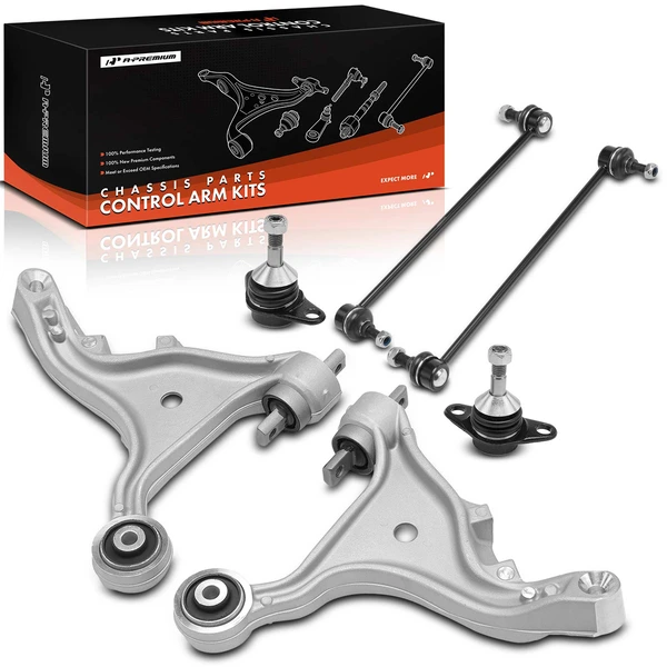A Set of 6 Control Arm Ball Joint and Sway Bar Link Kit Front Side A-Premium APCA3192