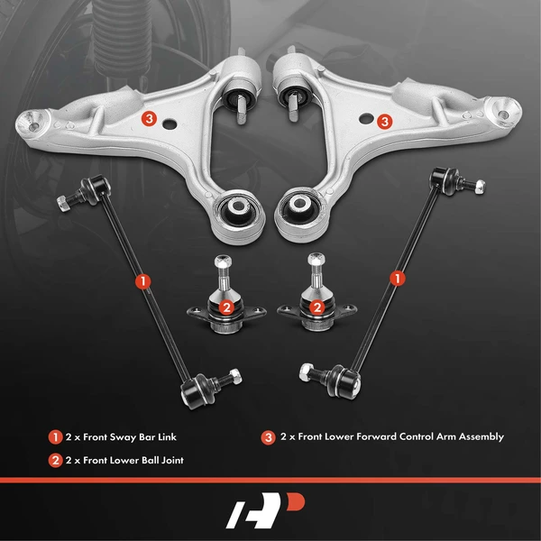 A Set of 6 Control Arm Ball Joint and Sway Bar Link Kit Front Side A-Premium APCA3192