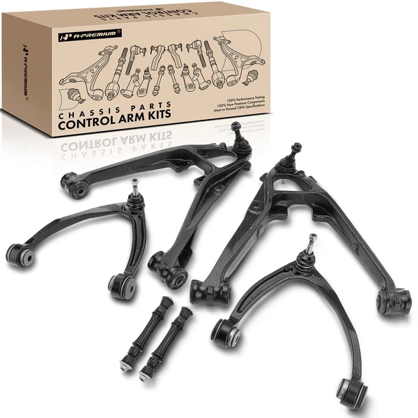 2007-2013 Cadillac Escalade EXT A Set of 6 Control Arm and Sway Bar Link Kit Front Lower & Upper A-Premium APCA3195