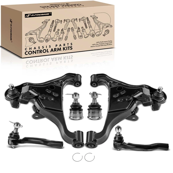2005-2015 Nissan Xterra A Set of 6 Control Arm Ball Joint and Tie Rod End Kit Front Side A-Premium APCA3210