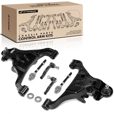 6 Pcs Control Arm with Ball Joint Tie Rod End