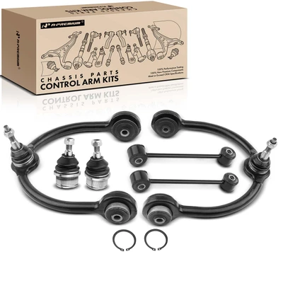 6 Pcs Front Upper Control Arm with Ball Joint Sway Bar