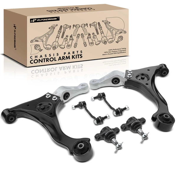 A Set of 6 Control Arm Ball Joint and Sway Bar Link Kit Front Side A-Premium APCA3233