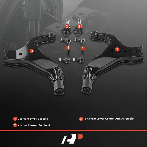 A Set of 6 Control Arm Ball Joint and Sway Bar Link Kit Front Side A-Premium APCA3234