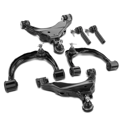 6 Pcs Front Lower & Upper Control Arm Tie Rod End