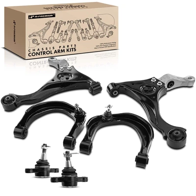 6 Pcs Front Lower & Upper Control Arm Ball Joint Kit