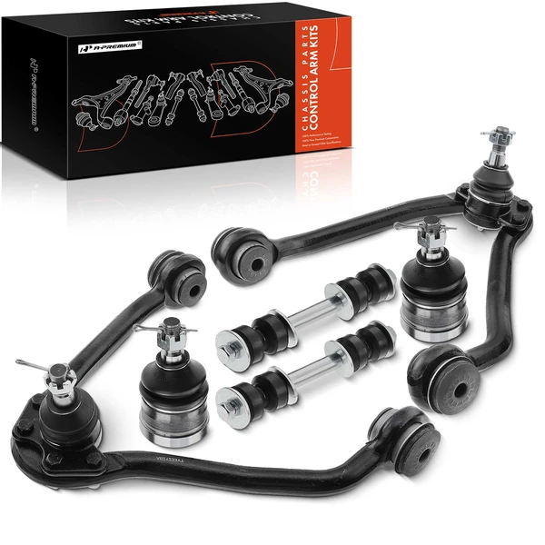 1993-1999 Chevrolet C2500 Suburban A Set of 6 Control Arm Ball Joint and Sway Bar Link Kit Front Side A-Premium APCA3253