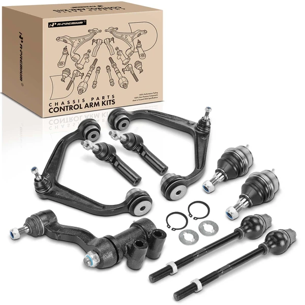 2011-2019 Chevrolet Silverado 2500 HD A Set of 9 Control Arm Ball Joint Idler Arm Tie Rod End Kit Front Side A-Premium APCA3260