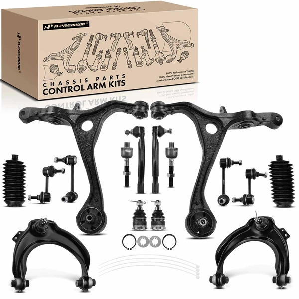A Set of 16 Control Arm Ball Joint Tie Rod and Sway Bar Link Kit Front Side A-Premium APCA3262