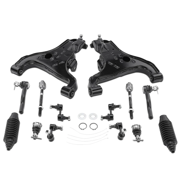 2004 Nissan Pathfinder Armada A Set of 14 Control Arm Ball Joint Tie Rod and Sway Bar Link Kit Front & Rear A-Premium APCA3272