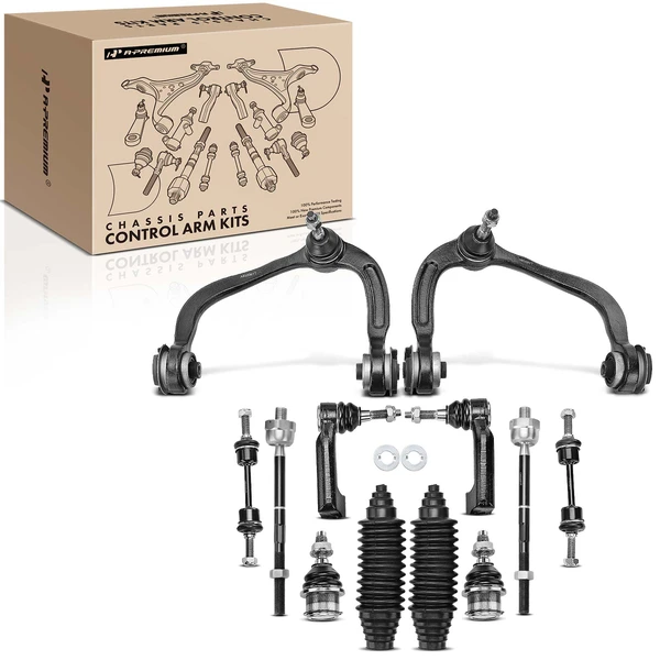 A Set of 12 Control Arm Ball Joint Tie Rod and Sway Bar Link Kit Front Side A-Premium APCA3274